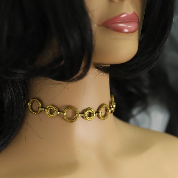 Chain Choker Necklace Adjustable Length Trendy Chokers circles design (#35) - Picture 10 of 10